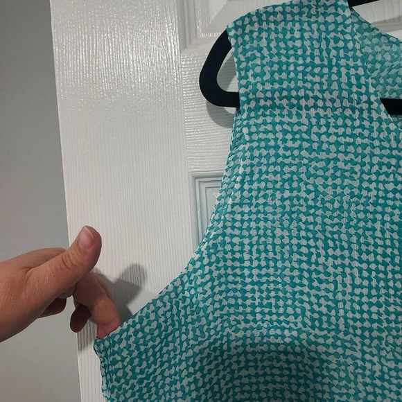 Fever Teal Blue & White Double Layer Sleeveless Blouse in Size XL - Picture 6 of 11